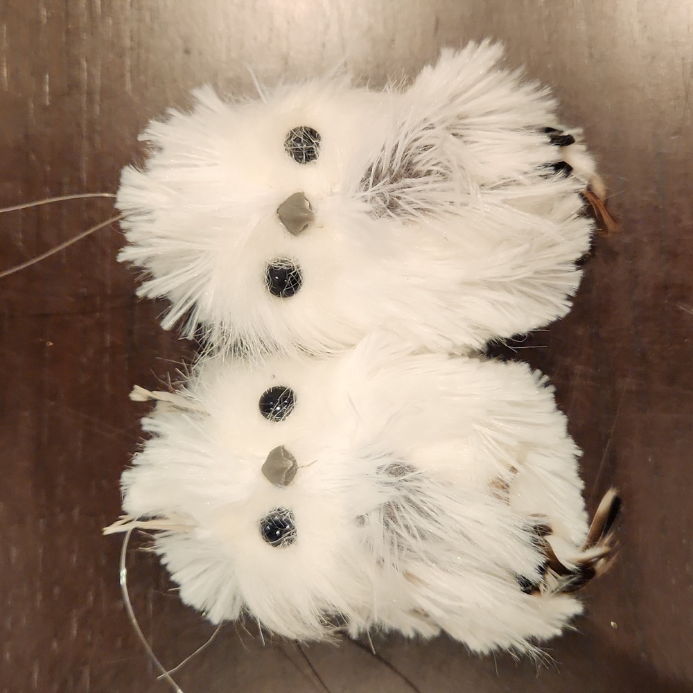 Snow Owls, Set of 2 Christmas Ornaments